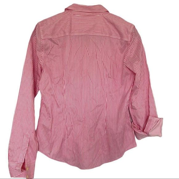 Banana Republic pink/white micro stripe long sleeve button down casual top NWOT - Picture 5 of 5